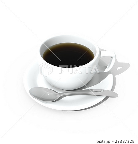 コーヒーカップとコーヒー皿とスプーンのイラスト素材