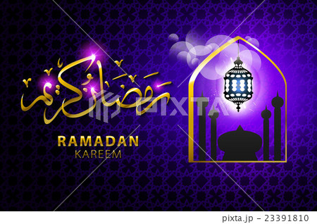 Ramadan greeting card on violet background. Vector Ramadan greeting card on violet background. Vector 23391810