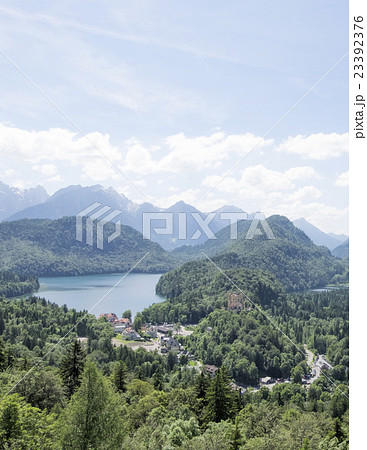 View of Alpsee lake and Schwangau town View of Alpsee lake and Schwangau town 23392376