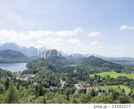 View of Alpsee lake and Schwangau town View of Alpsee lake and Schwangau town 23392377