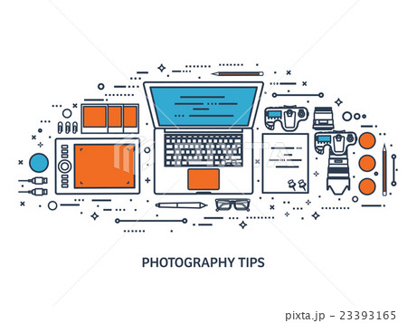 Photographer equipment on a table. Photography 23393165