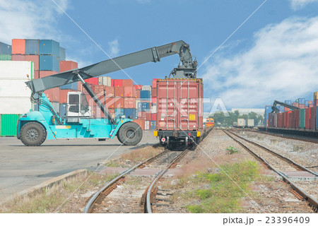 forklift handling container box loading to train forklift handling container box loading to train 23396409