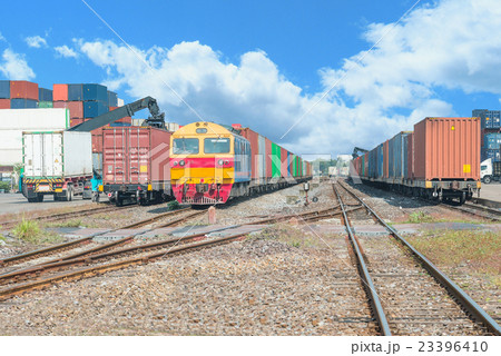 Freight trains on cargo terminal at dock 23396410