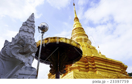 white serpent and golden Pagoda 23397759