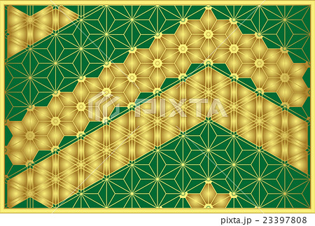 和風背景　組子細工　ミックス　横 23397808