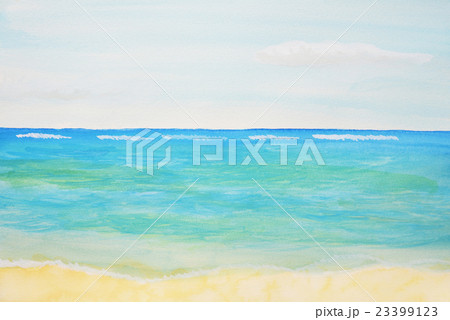 エメラルドグリーンの海 水彩画のイラスト素材 [23399123] - PIXTA