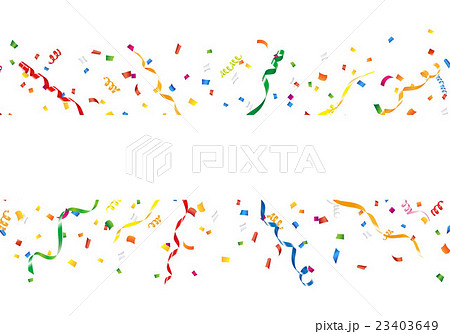 カラフルな紙吹雪とリボンのイラスト素材
