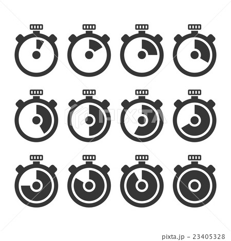 Circle Timer Stopwatch Icon Set. Vector 23405328