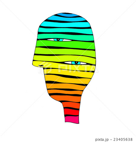 Abstract colorful striped head with two eyes 23405638