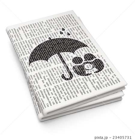 Safety concept: Family And Umbrella on Newspaper 23405731