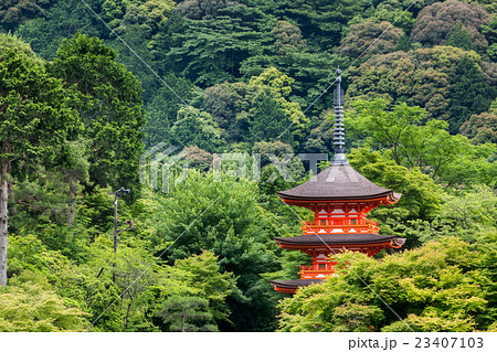 Red pagoda in Kiyomizu-dera Temple Red pagoda in Kiyomizu-dera Temple 23407103