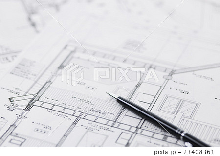 建設 建築 不動産 図面 ビジネス オフィス 設計図 設計の写真素材