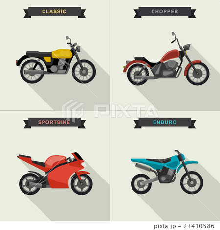 Motorcycles illustrations set. 23410586