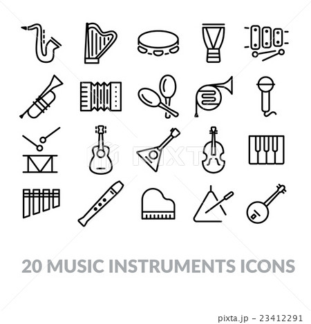 collection of music instruments icons 23412291