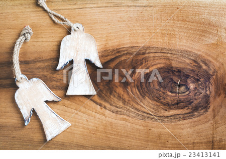 New Year or Christmas background: wooden angels 23413141