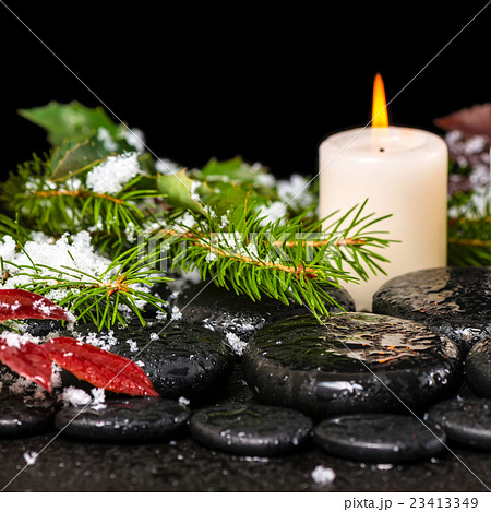 winter spa still life of zen basalt stones 23413349