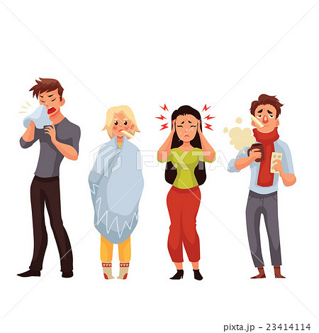 Set of sick people cartoon style vector 23414114