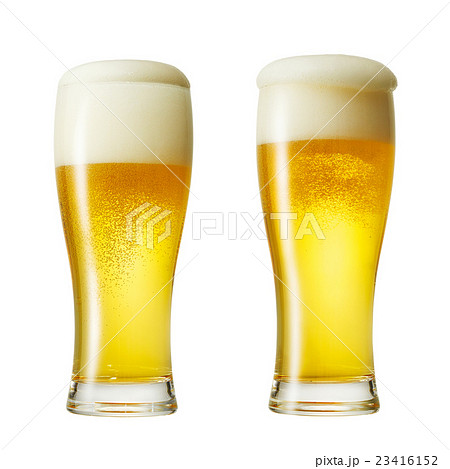 グラスビール 二個の写真素材