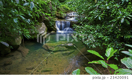 Deep forest waterfall, Kanchanaburi, Thailand 23420091