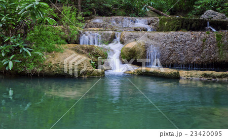 Deep forest waterfall, Kanchanaburi, Thailand 23420095