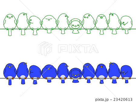 青い鳥の列のイラスト素材