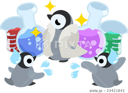 科学者の姿をした可愛い赤ちゃんペンギンのイラスト素材 23421641