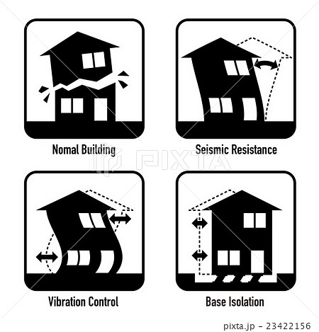 耐震構造の比較 アイコンのイラスト素材
