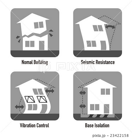 耐震構造の比較 アイコンのイラスト素材