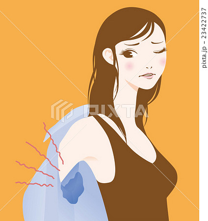 脇汗をかいた女性のイラスト素材