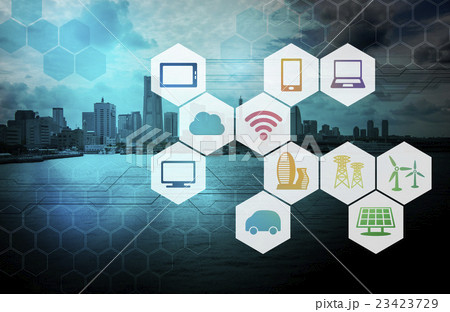 都市の外観とIoTイメージ 23423729