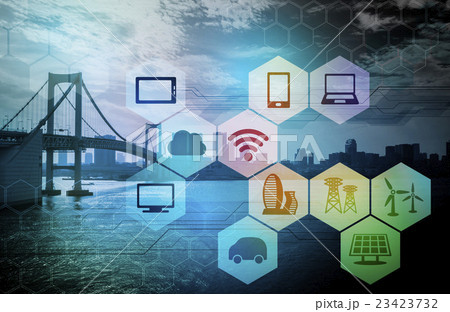 都市の外観とIoTイメージ 23423732