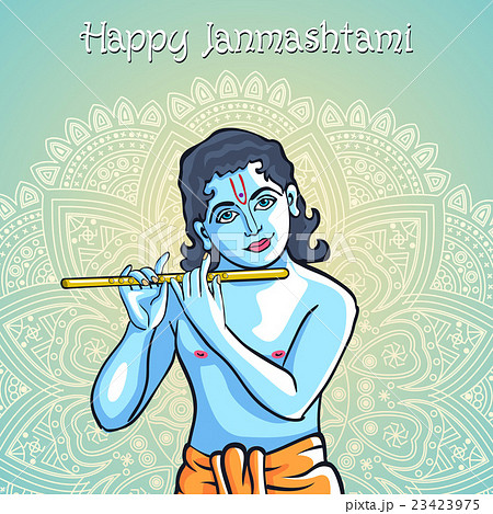 Hindu god Lord Krishna. Happy janmashtami vector 23423975