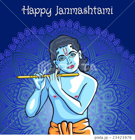 Hindu god Lord Krishna. Happy janmashtami vector 23423976