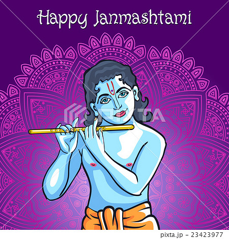 Hindu god Lord Krishna. Happy janmashtami vector 23423977