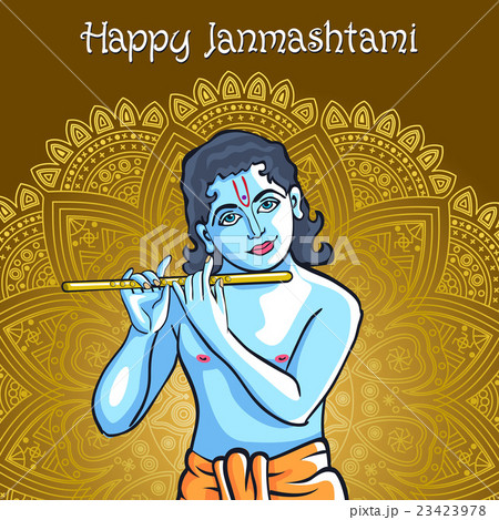 Hindu god Lord Krishna. Happy janmashtami vector 23423978