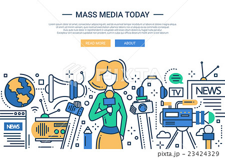 Mass Media Today Line Design Website Headerのイラスト素材