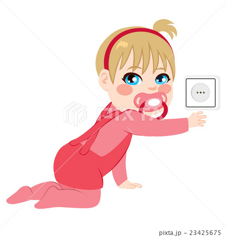 Baby Touching Uncovered Socketのイラスト素材