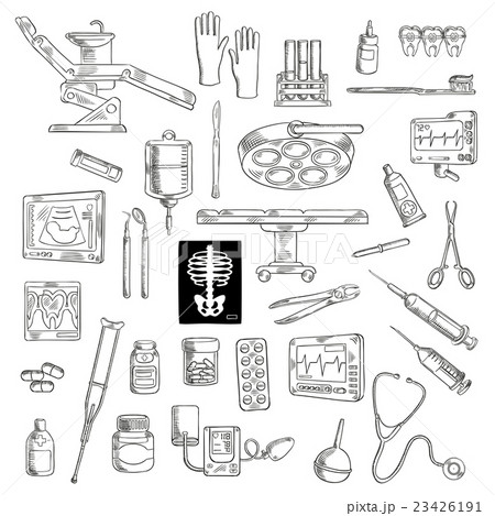 Sketch of medicine icons for hospital Sketch of medicine icons for hospital 23426191