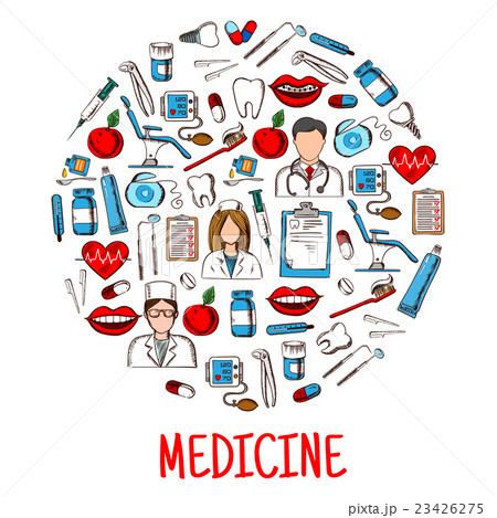 Medicine equipment icons in round shape 23426275