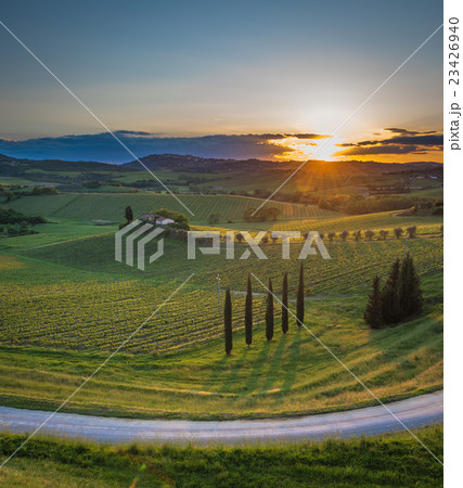 Sunset over the hills of Tuscany, Italy Sunset over the hills of Tuscany, Italy 23426940
