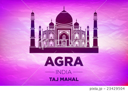 Taj Mahal in ight on pink sunrise vector Taj Mahal in ight on pink sunrise vector 23429504