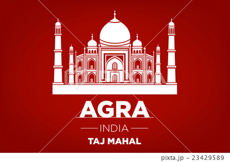 agra Taj Mahal india vector red background 23429589