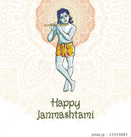Krishna playing the flute. Vector of janamashtmi  23429885