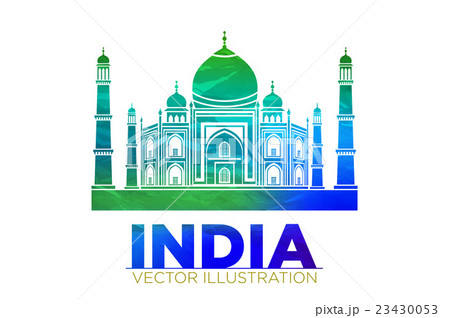 Retro World Wonder Taj Mahal Palace India Vector 23430053