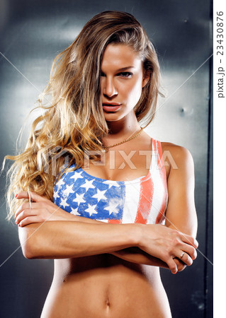 Sexy girl on grey background 23430876