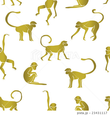 Seamless pattern background with monkeys.  23431117