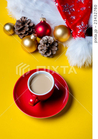 christmas decorations and cup of coffee christmas decorations and cup of coffee 23432760