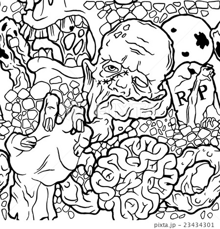 Seamless halloween pattern with zombie Seamless halloween pattern with zombie 23434301