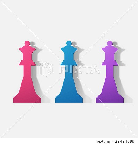 Paper clipped sticker: chess figure, Queen 23434699