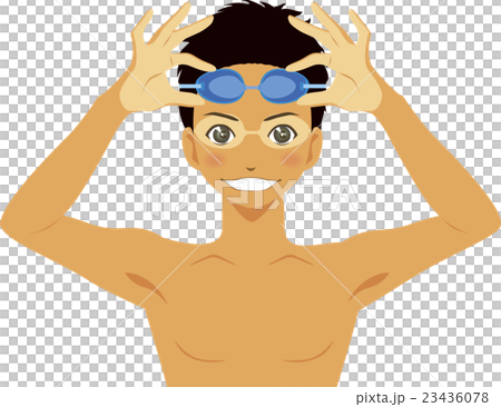 水泳ゴーグルを外した男の子 水泳ゴーグルを外した男の子 23436078